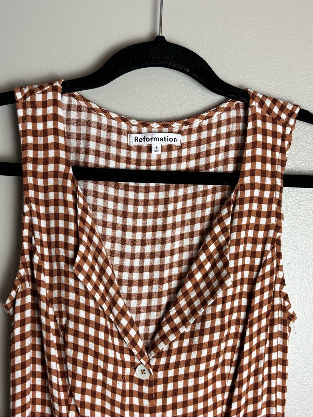 Reformation Brown and White Gingham Button-Front Tunic - Picture 4 of 11
